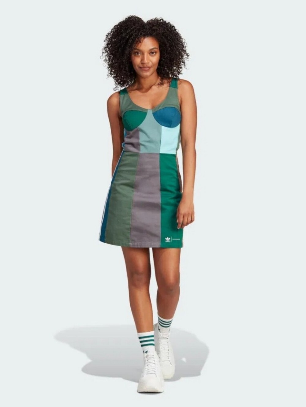adidas x KseniaSchnaider Multi Colored Colorblock Mini Dress ONLY Sz 18 II0762
